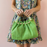 Josie Lime Straw Top Handle Bag