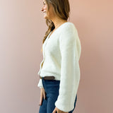 Sadira Fluffy Cardigan-White