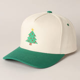 Christmas Tree Embroidered Ball Cap