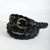 Classic Leather Braided Belt Black