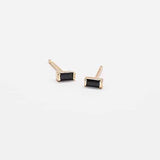 Mini Black Baguette Earrings