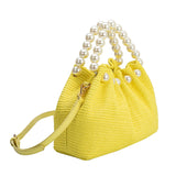 Josie Yellow Straw Top Handle Bag