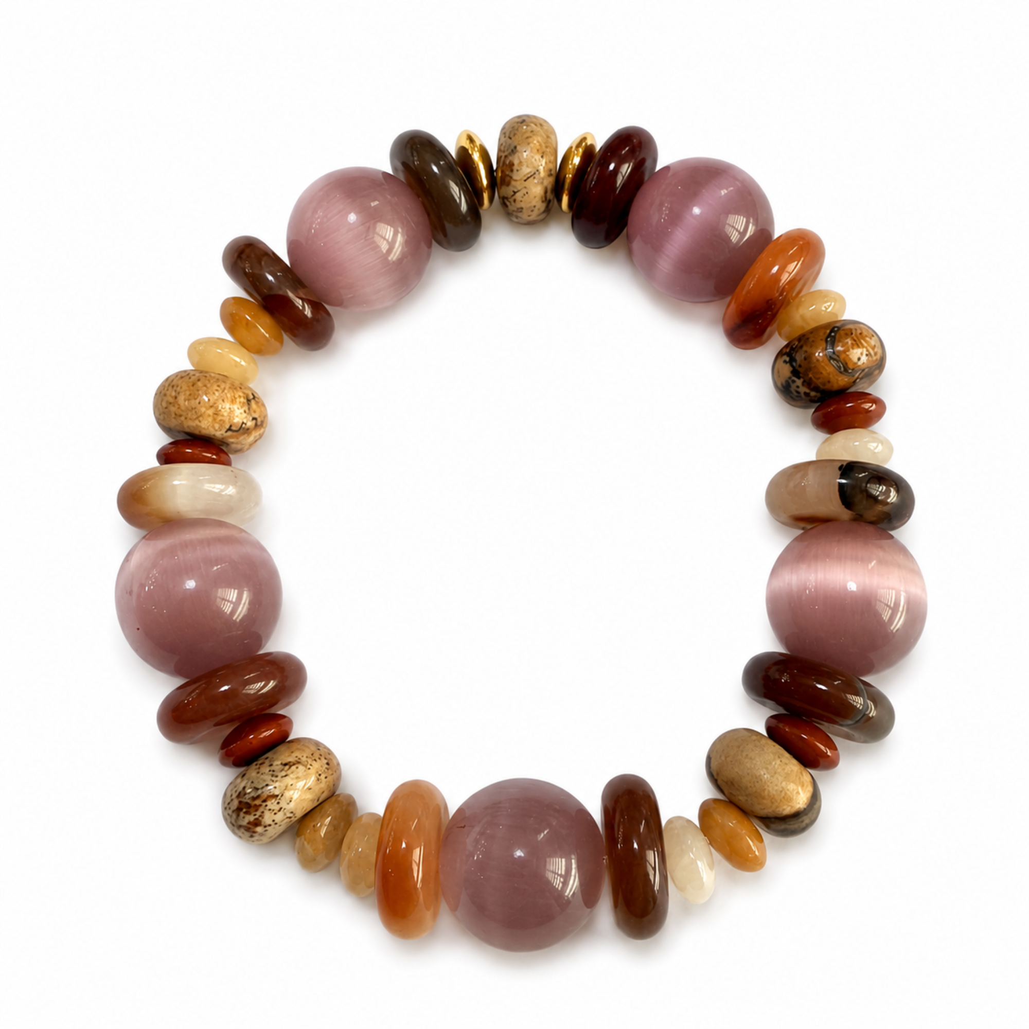 Ellison+Young Terra Luxe stone and gold beaded stretch bracelet