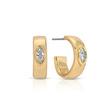 Mini Gold Marquise Crystal Hoops