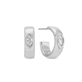Mini Silver Marquise Crystal Hoops