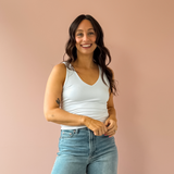 Julie V Neck Tank - White
