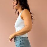 Julie V Neck Tank - White