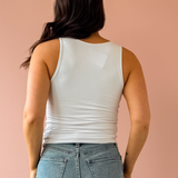 Julie V Neck Tank - White