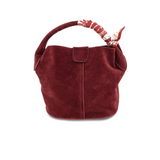 Let's Go Burgundy Suede Bucket Bag