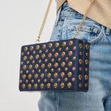 Desi Studded Clutch Navy