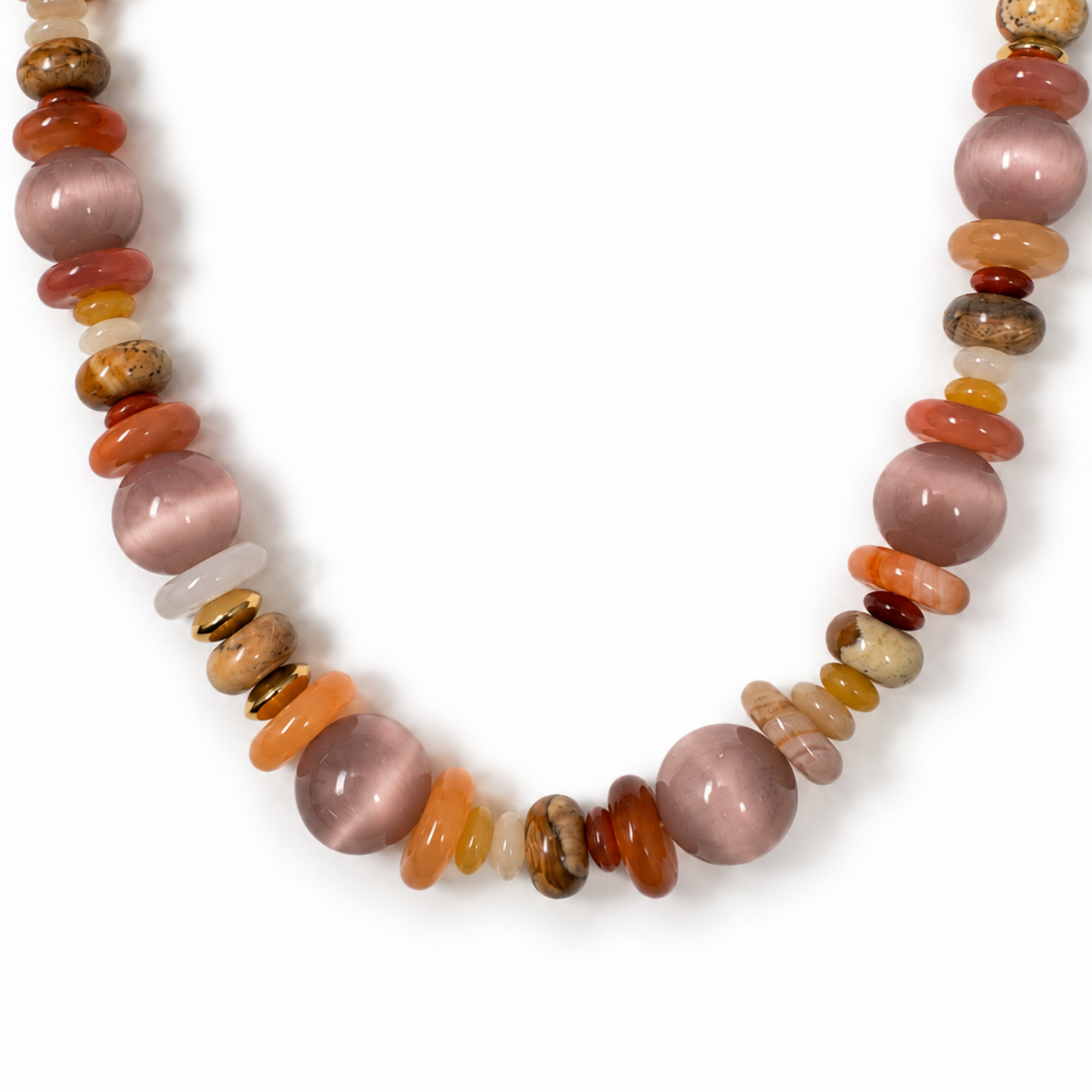 Ellison+Young Terra Luxe graduated stone bead necklace with gold accents, view 4