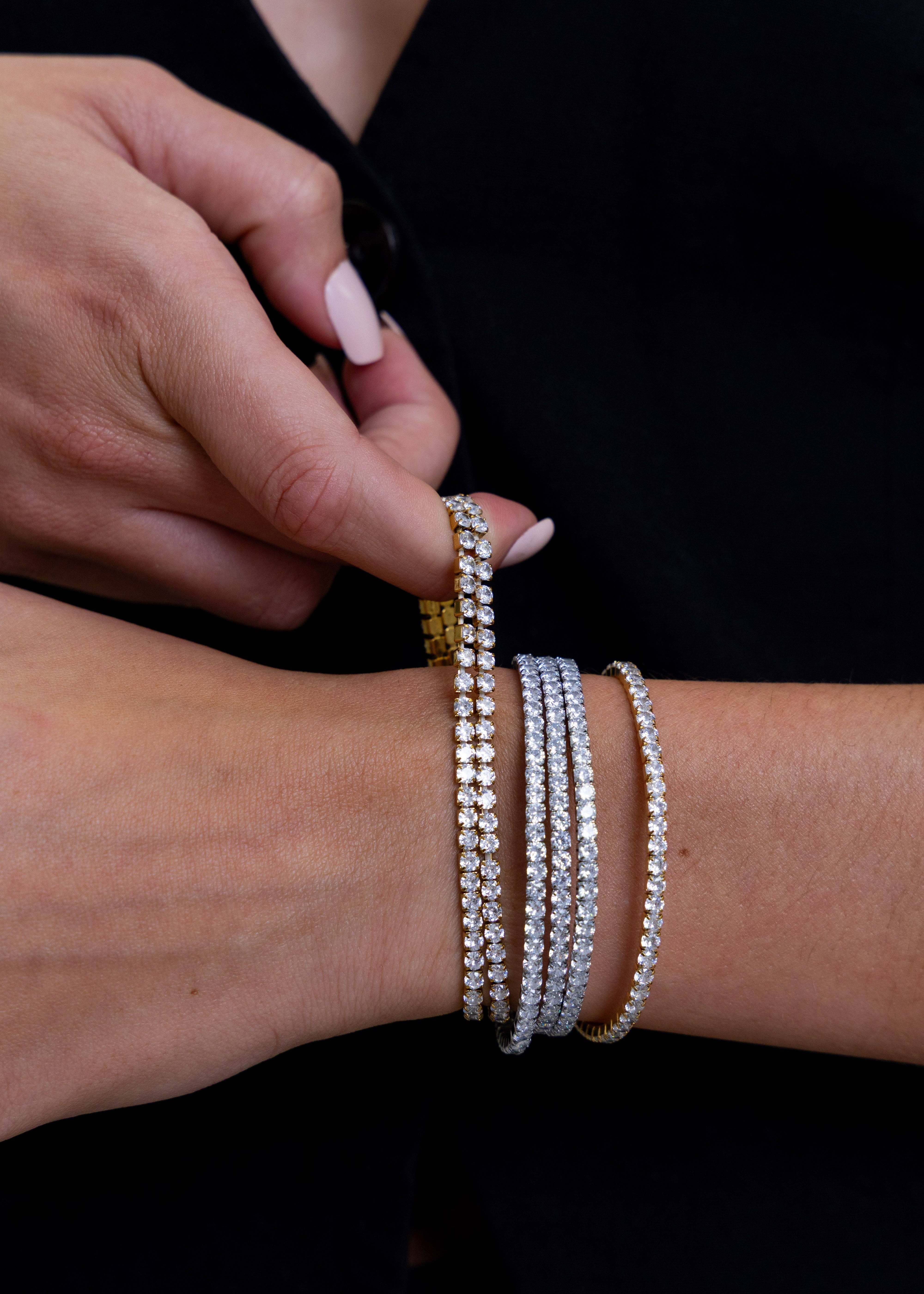 Eileen CZ Stretch Bracelet - Gold