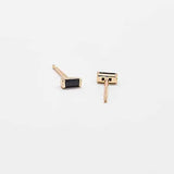 Mini Black Baguette Earrings