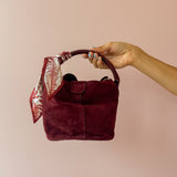 Let's Go Burgundy Suede Bucket Bag
