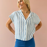 Parallel Striped Linen Top