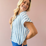 Parallel Striped Linen Top