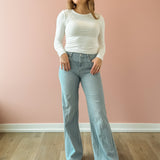 Fiona Striped Wide Leg Jeans