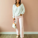 Lexi Bowed Straight Jeans Pink