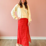Narissa Vintage Red Maxi Skirt