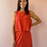 Sloane Linen Top Red