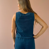 Solace Jersey Denim Top-Navy