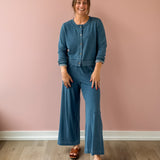 Daily Knit Denim Cardigan-Indigo