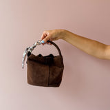 Let's Go Chocolate Mini Suede Bucket Bag