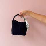 Let's Go Black Mini Suede Bucket Bag