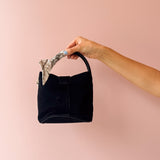 Let's Go Black Mini Suede Bucket Bag
