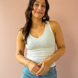 Julie V Neck Tank - Heather