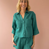 Helena Green Button Up