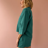 Helena Green Button Up