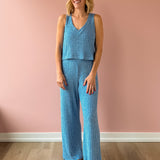 Dawn Blue Smocked Pant
