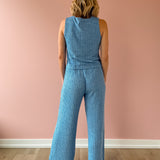 Dawn Blue Smocked Pant