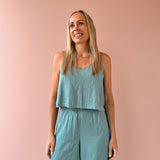 Fiore Satin Tank Blue