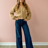 Cuffed Palazzo Jeans Dark Wash