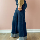 Cuffed Palazzo Jeans Dark Wash