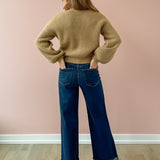 Cuffed Palazzo Jeans Dark Wash