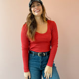 Sirena Long Sleeve Red Tee