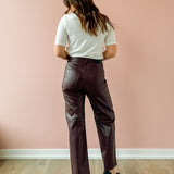 Jett Bowed Straight Pant - Cabernet