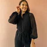 Gathering Button Up Jumpsuit