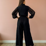Gathering Button Up Jumpsuit