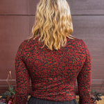 Z Supply Lira Dani Ditsy Top in red floral, close-up back view.