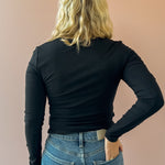 Z Supply Second Skin Black Long Sleeve in black, close-up back view.