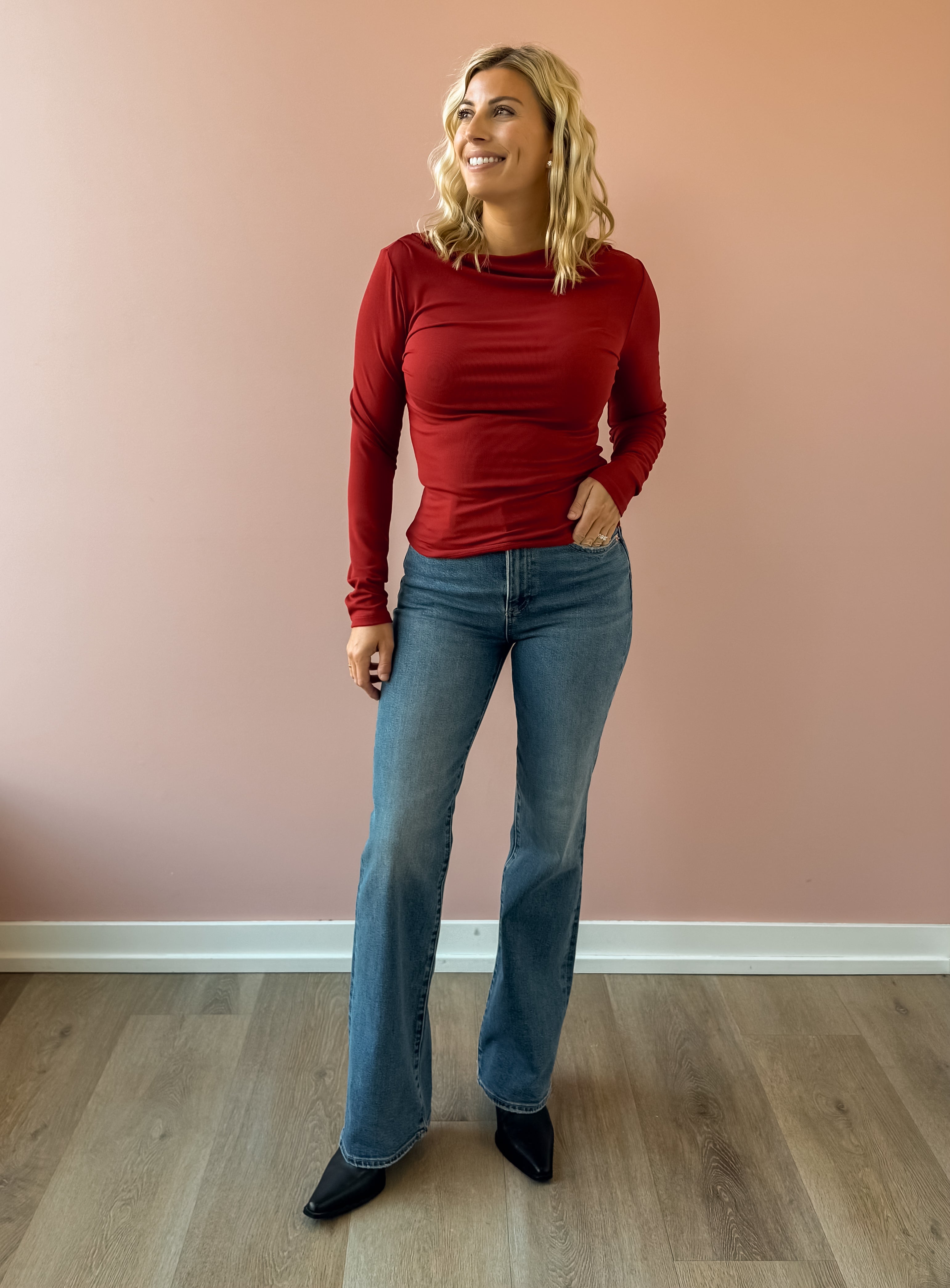 Z Supply Nolita Nights Top in red, front view.
