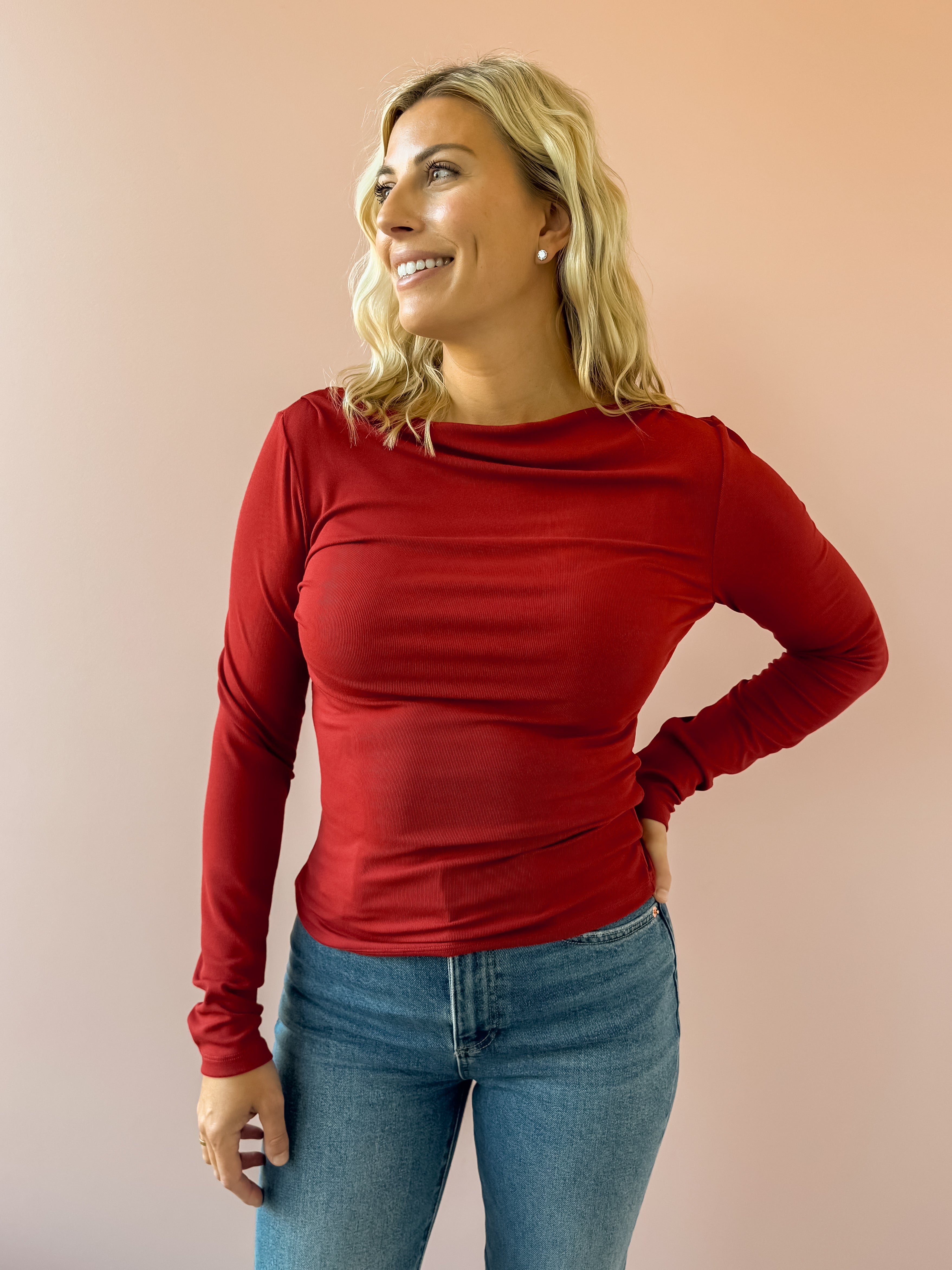 Z Supply Nolita Nights Top in red, close-up front view.