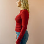 Z Supply Nolita Nights Top in red, side view.