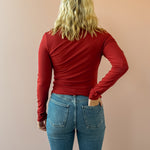 Z Supply Nolita Nights Top in red, back view.