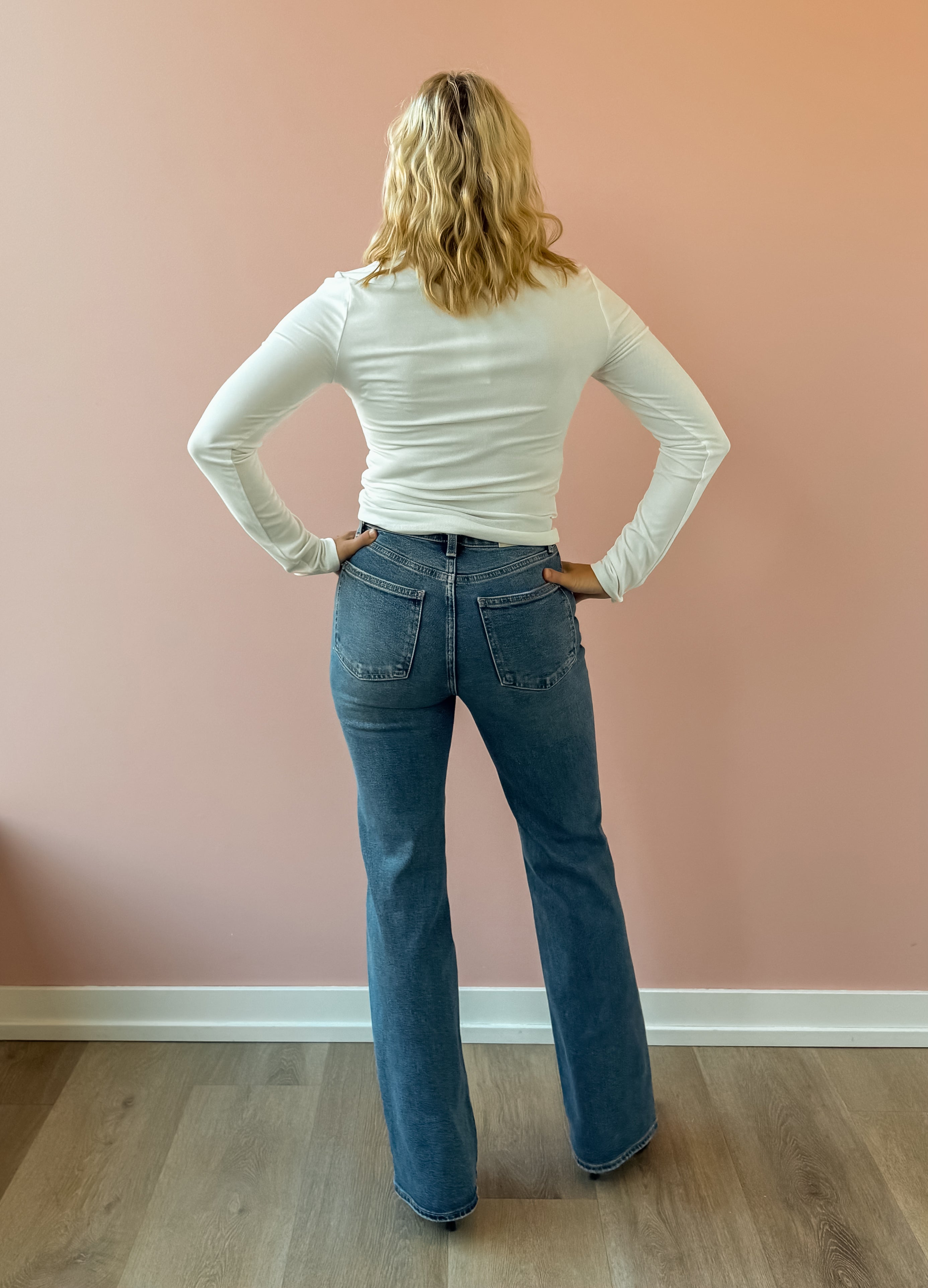 Z Supply Second Skin White Long Sleeve in cream, back view.
