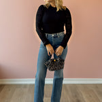 Z Supply Avery Black Sweater Top in black, front view.
